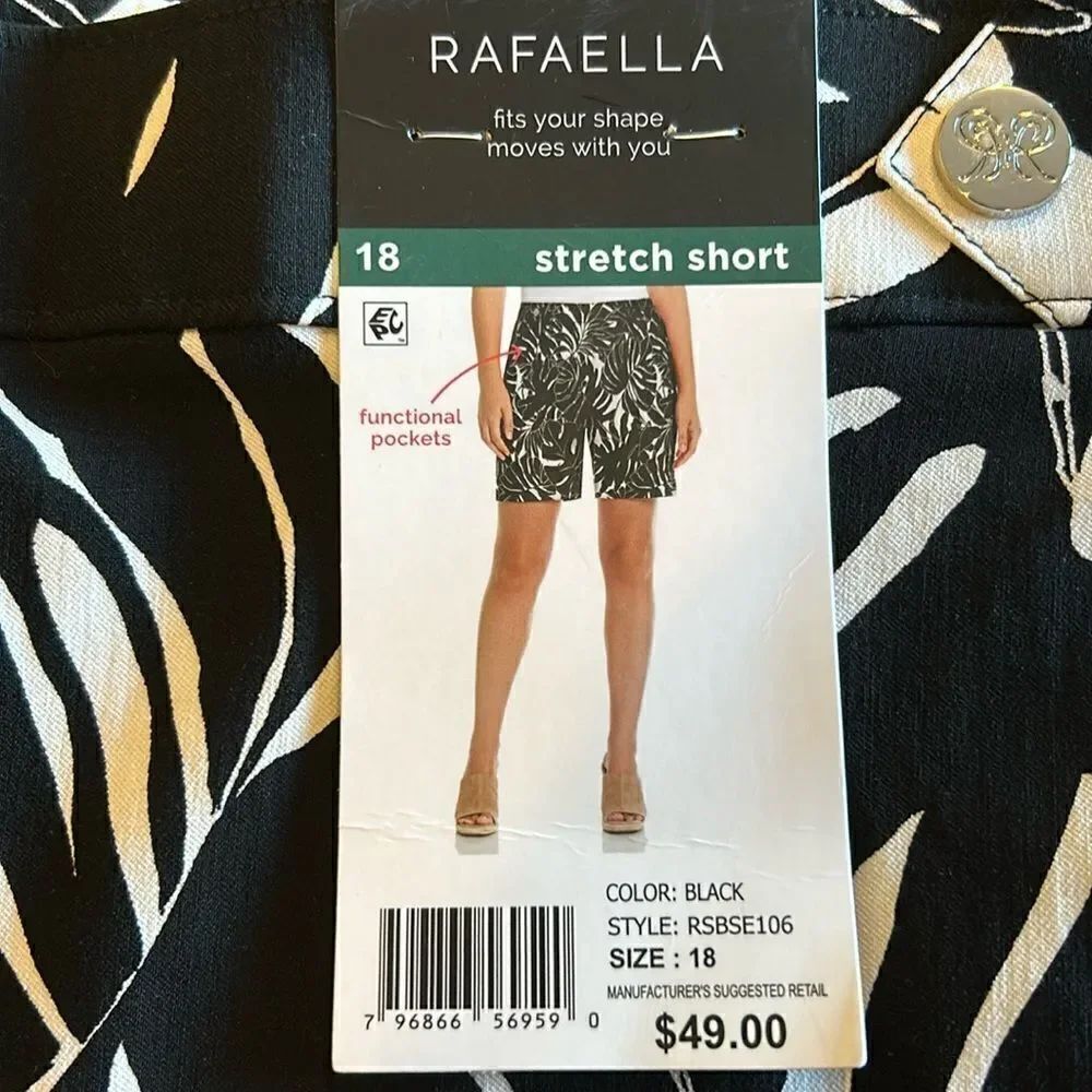 NEW Rafaella Black And White Stretch Shorts